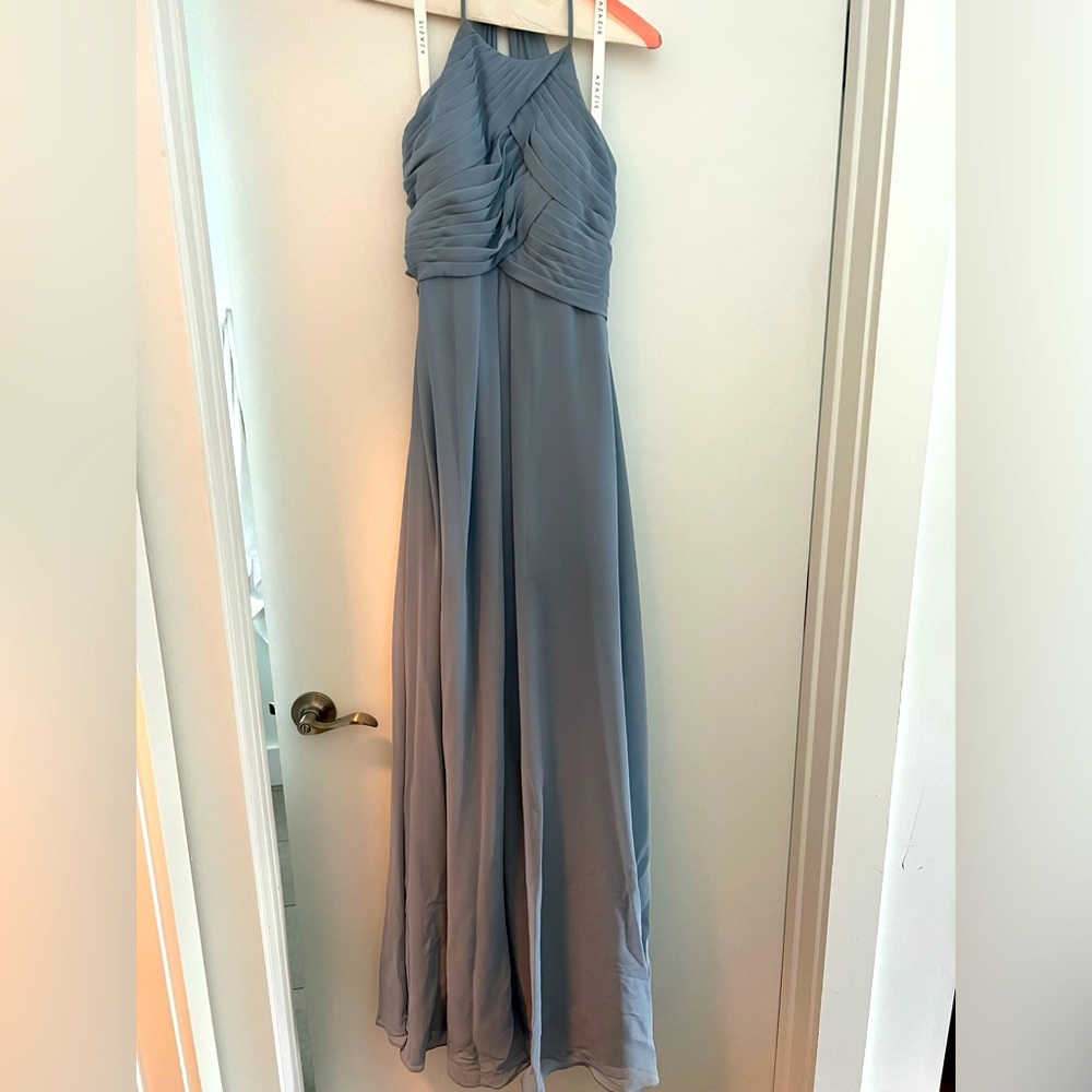 Azazie dusty blue bridesmaid dress